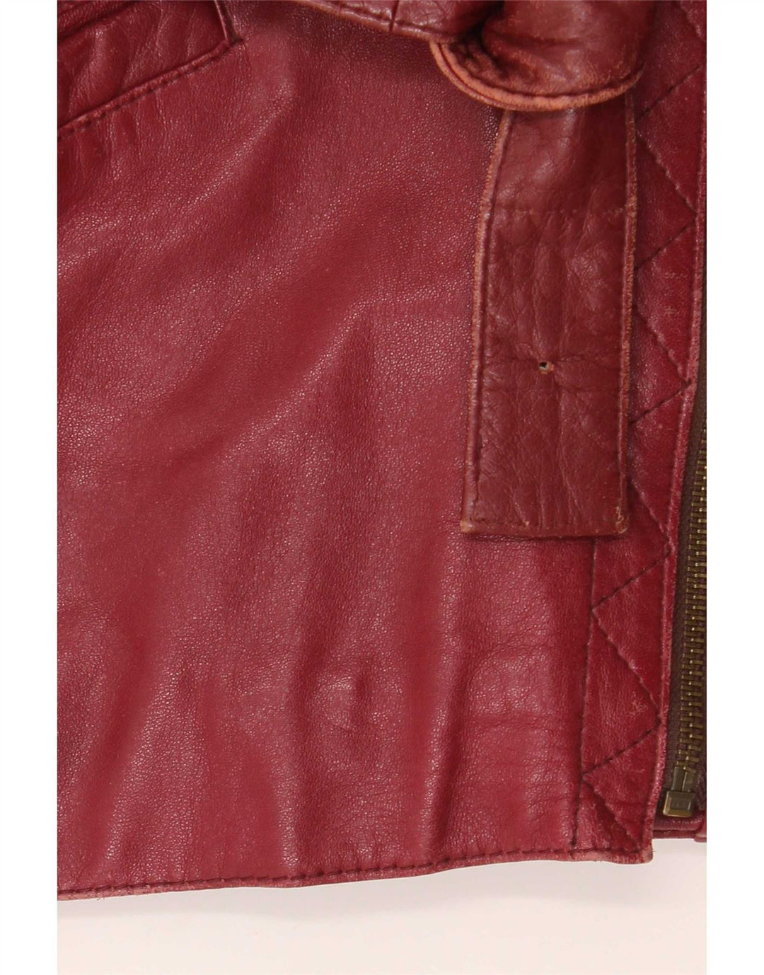 Vintage dame bikerjakke i overdimensioneret læder EU 38 Medium Burgundy