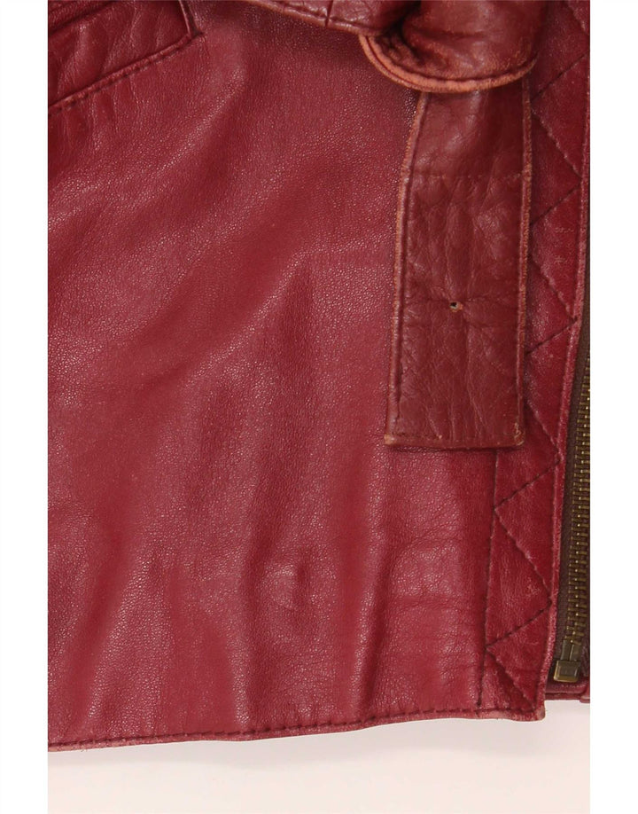 Vintage dame bikerjakke i overdimensioneret læder EU 38 Medium Burgundy