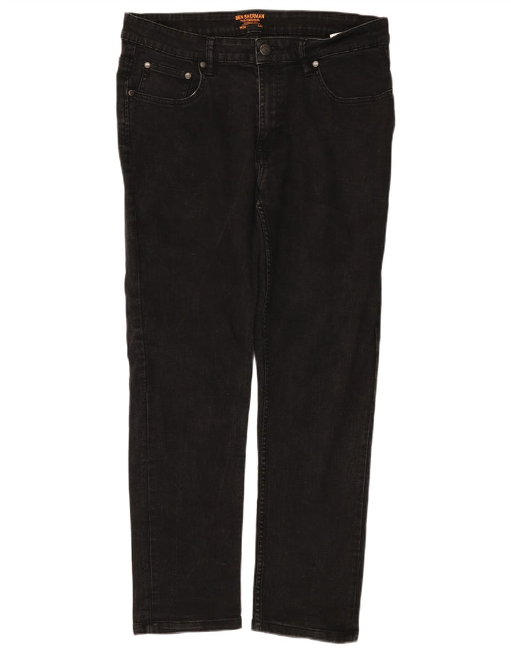 BEN SHERMAN Straight jeans til mænd W36 L28 sort bomuld