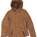 Zara Polstret hættejakke til kvinder UK 14 Medium Beige Polyester