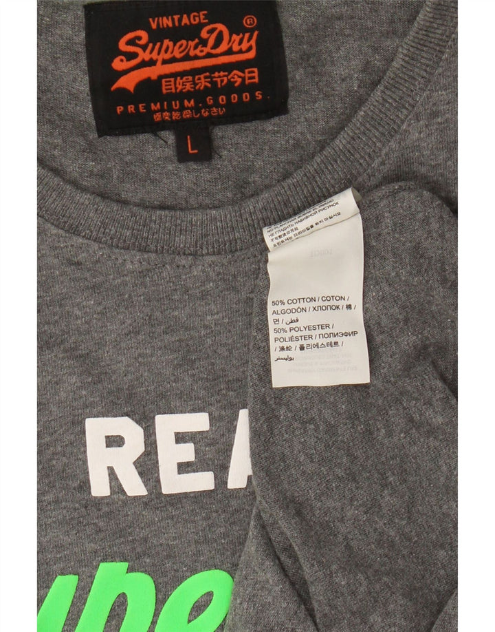 Superdry Grafisk T-shirt top til mænd, stor grå bomuld