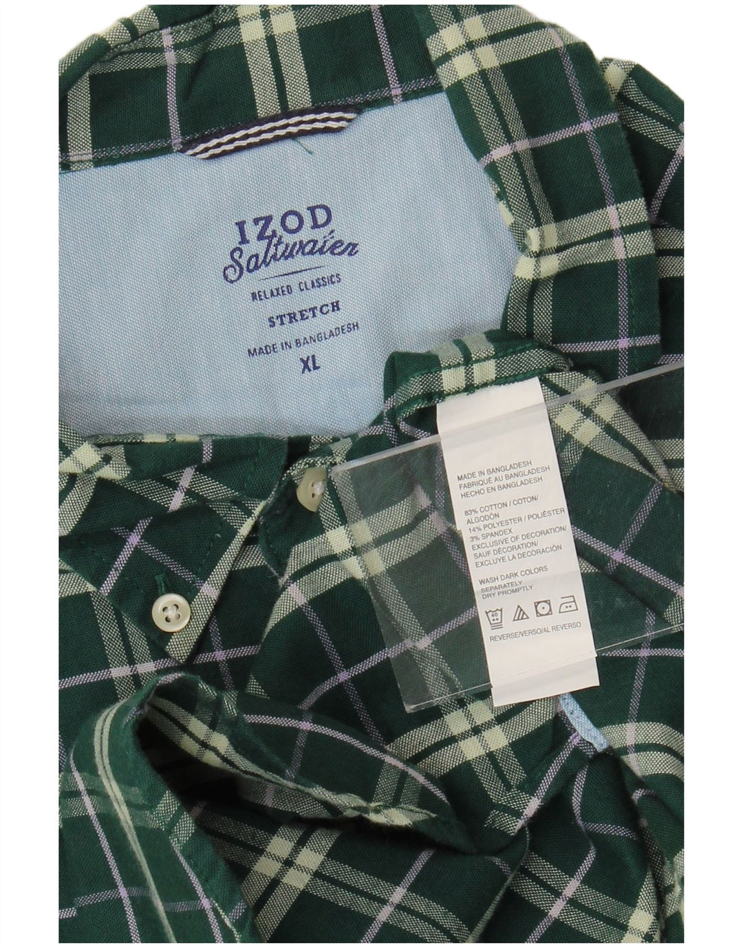 Izod Stretch-skjorte til mænd XL grøn ternet bomuld