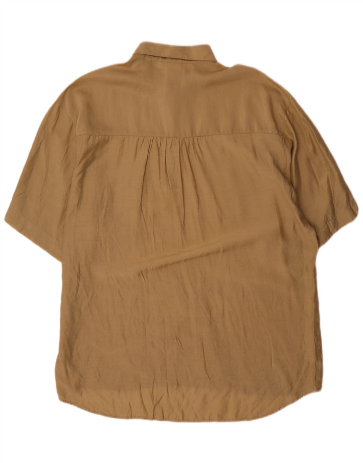 Vintage kortærmet trøje til mænd, stor beige bomuld