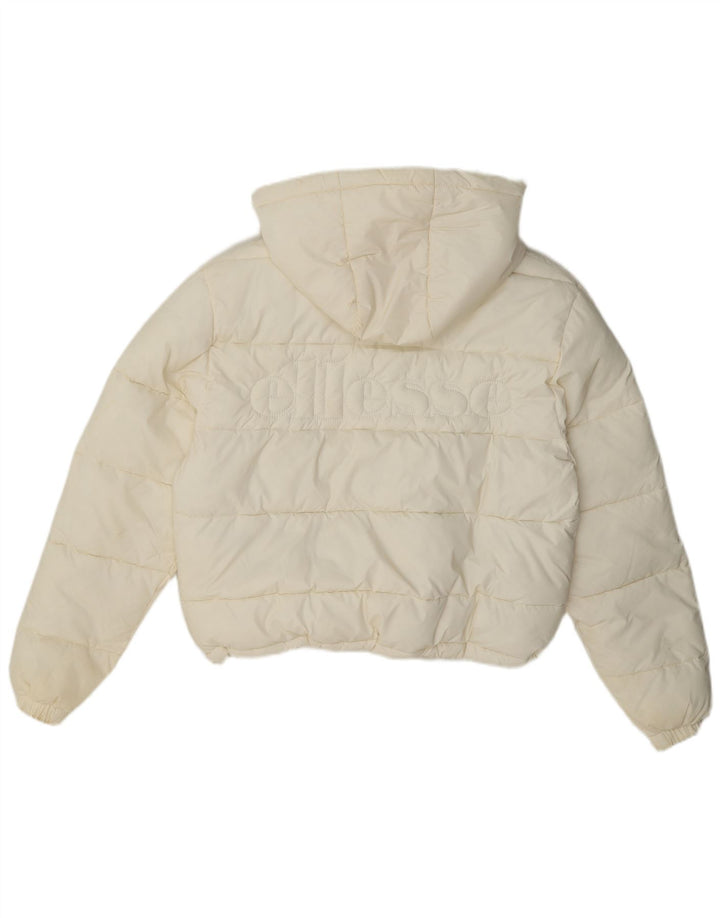 Ellesse Dame Hætte Oversized Polstret Jakke UK 8 Small Off White