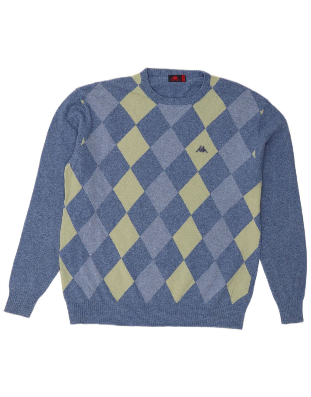 Kappa Herre Crew Neck Jumper Sweater 2XL Blå Argyle/Diamond Wool