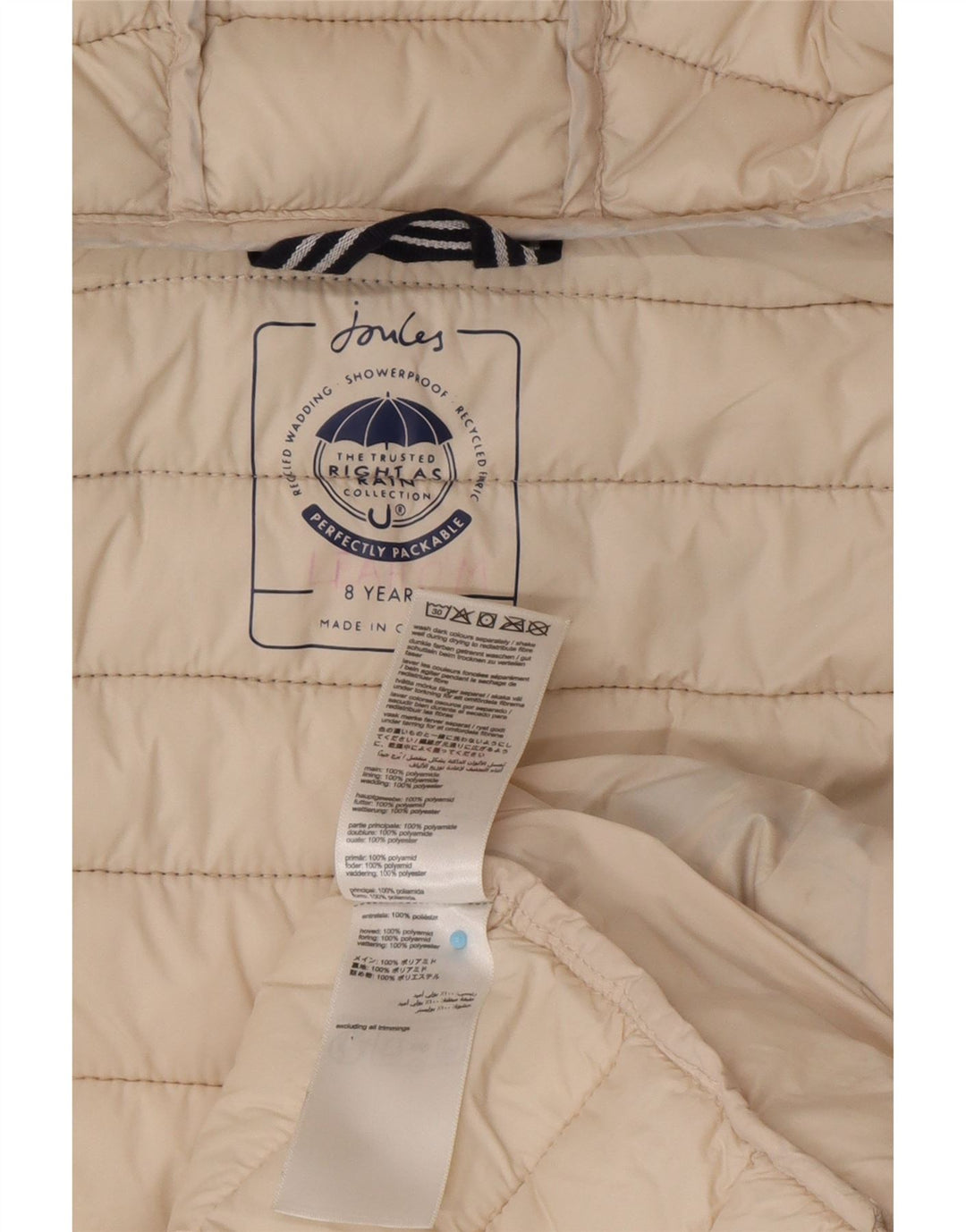 JOULES Polstret hættejakke til piger 7-8 år Hvid Colourblock