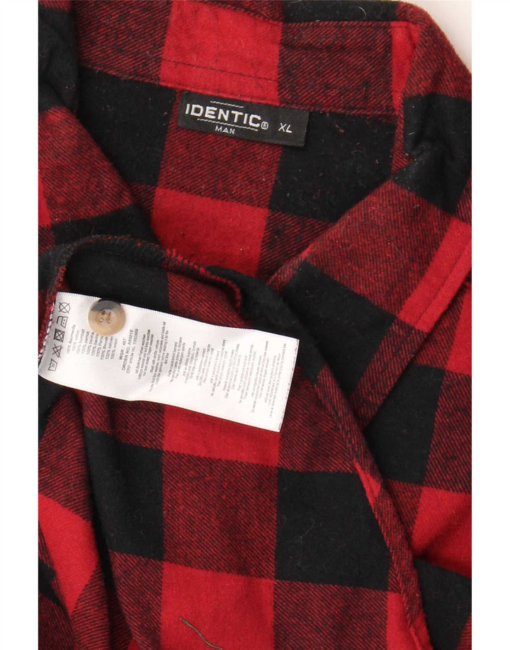 Identisk herre flannel skjorte XL rød Gingham bomuld