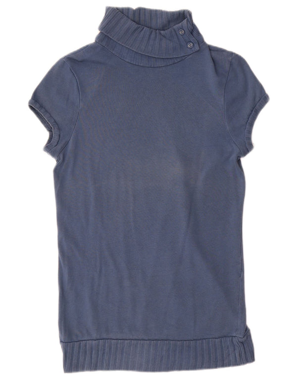 Zara Dame Kortærmet Roll Neck Jumper Sweater UK 14 Large Blue