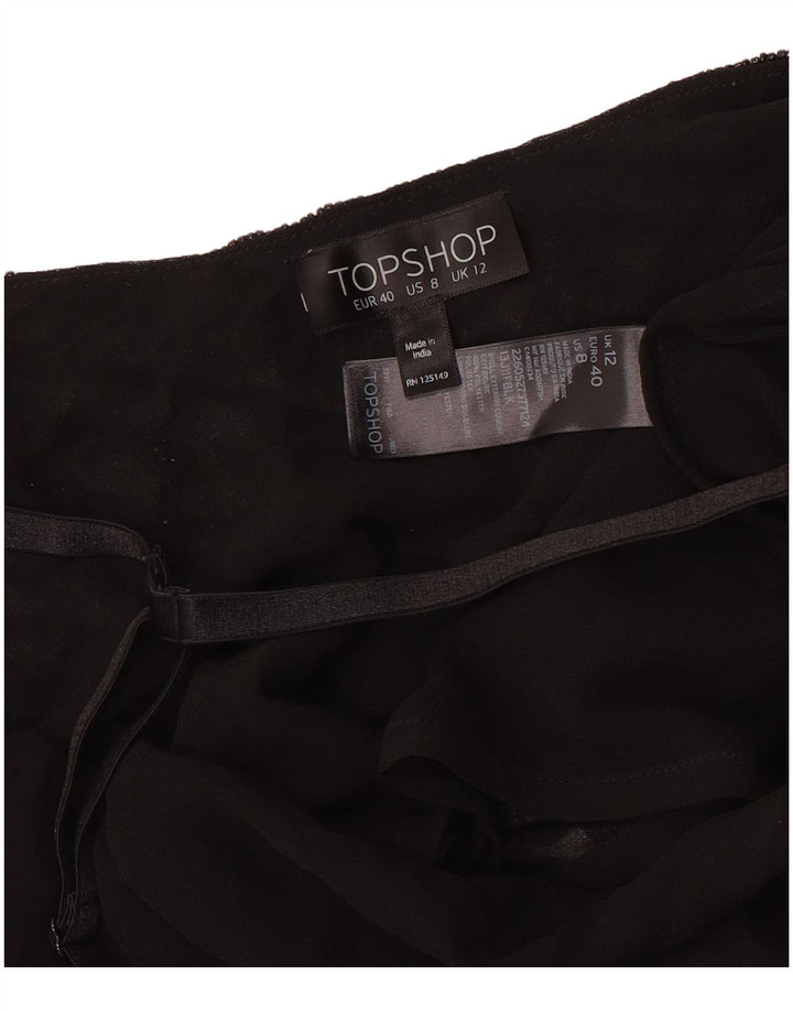 Topshop Dame ærmeløs bluse Top UK 12 Medium Sort Polyester