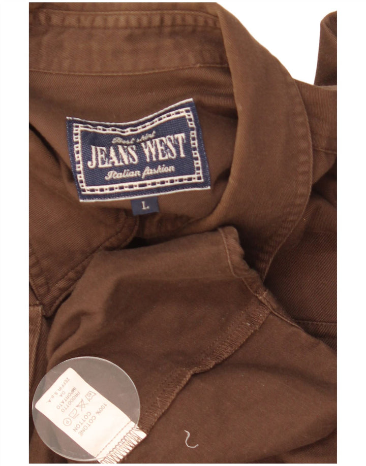 Vintage herreskjorte stor brun bomuld