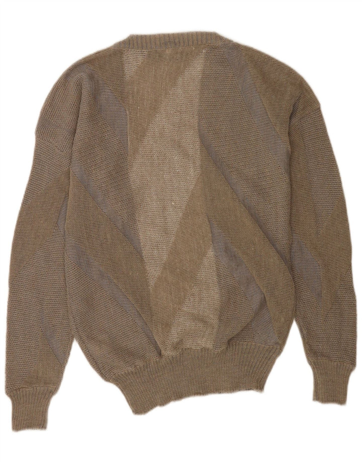 NANI BON Herre Crew Neck Jumper Sweater IT 50 Medium Brown Geometrisk Linned