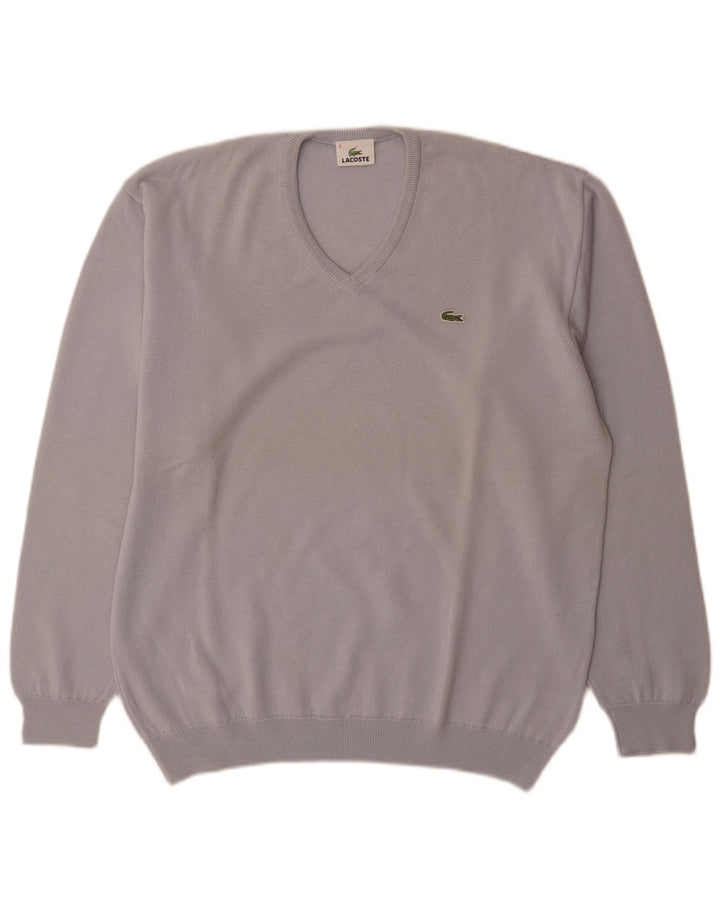 Lacoste Herre V-hals sweater str. 5 Large Blue Virgin Wool