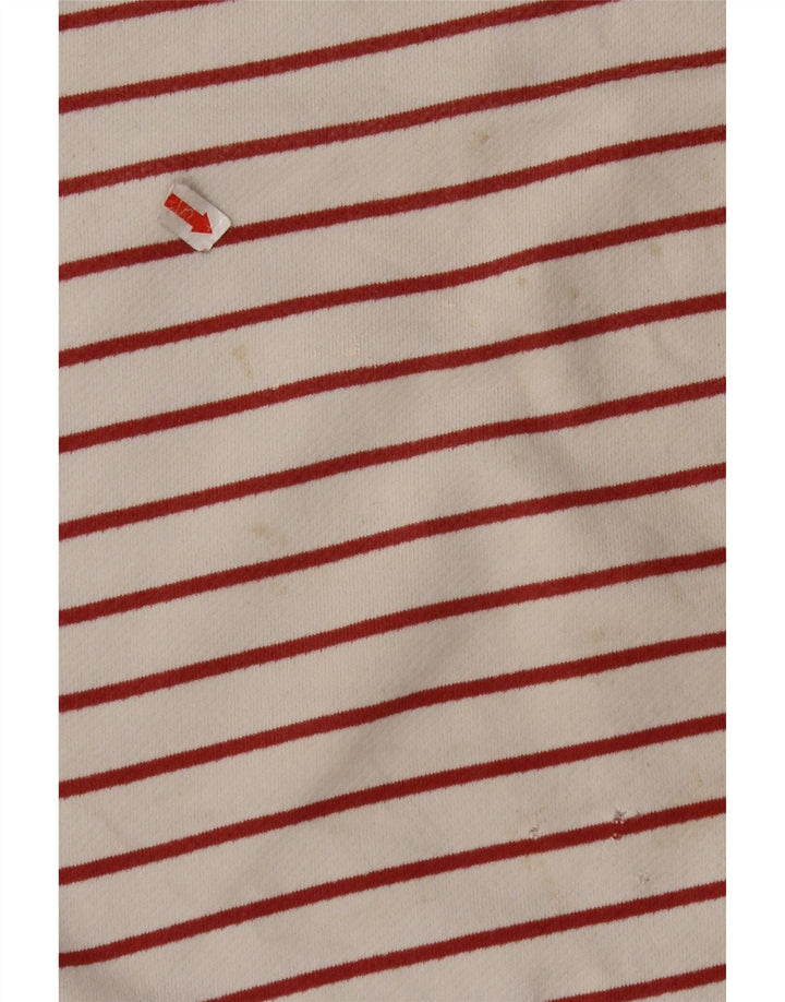 FAT FACE Dame Top Langærmet UK 8 Small Off White Stribet Bomuld