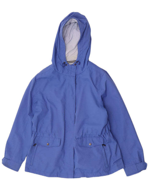 Crew Clothing Dame Regnjakke med hætte UK 16 Stor Blå Polyester