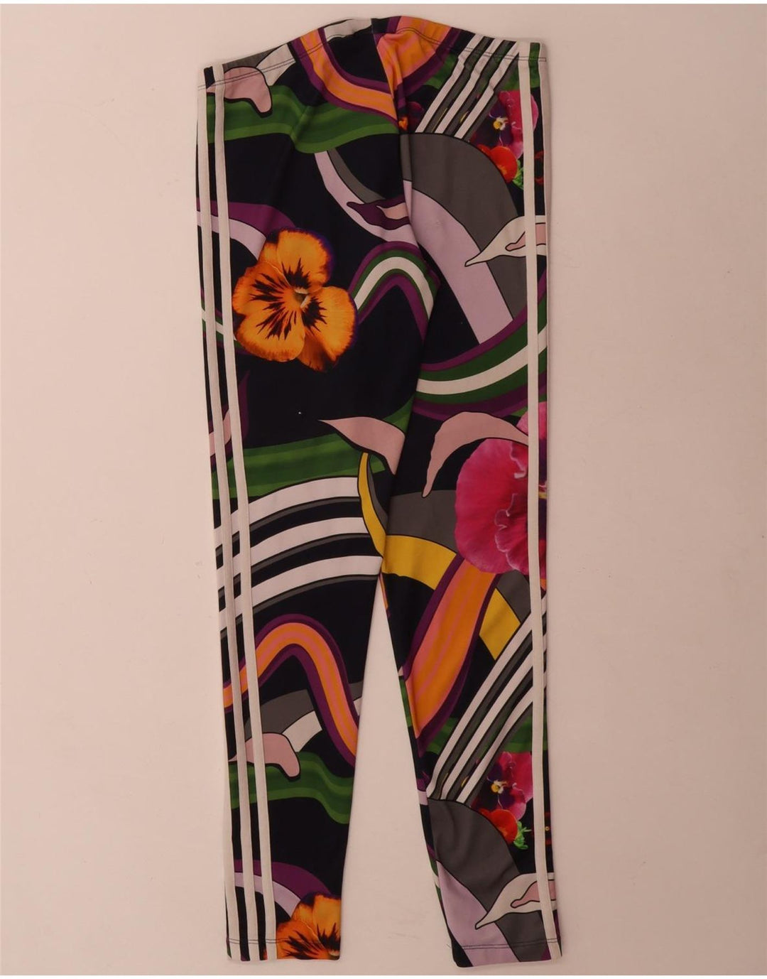 Adidas Womens Leggings UK 10 Small Multicolored Floral Polyester