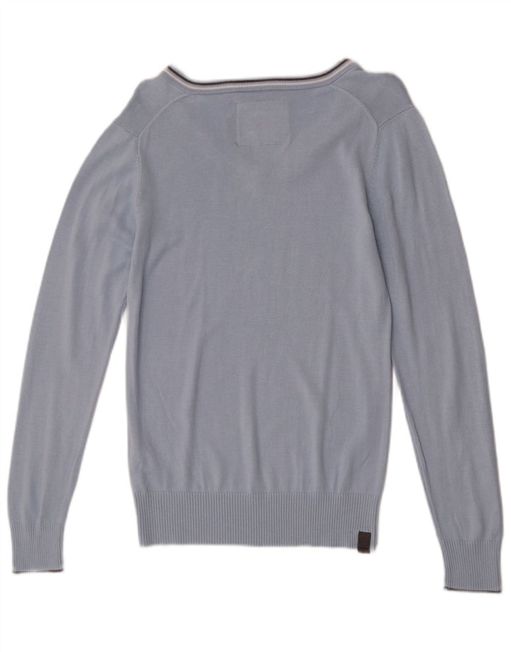 G-Star Herre V-hals sweater mellemblå bomuld
