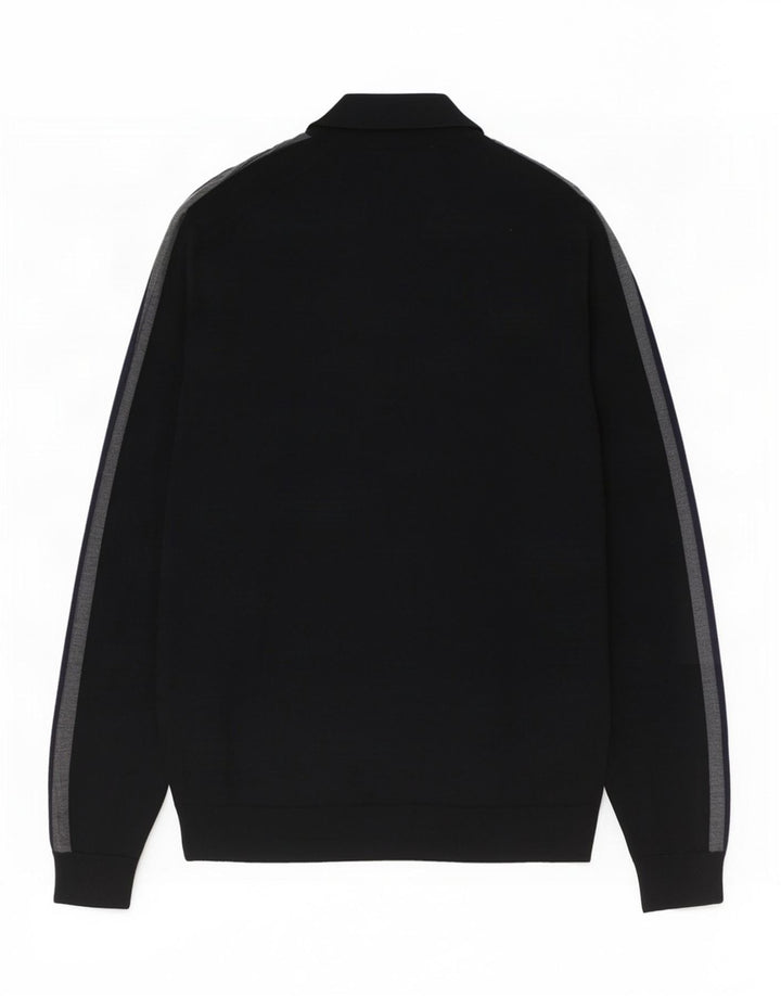 Marks & Spencer Herre Zip Neck Sweater XL Sort Colourblock