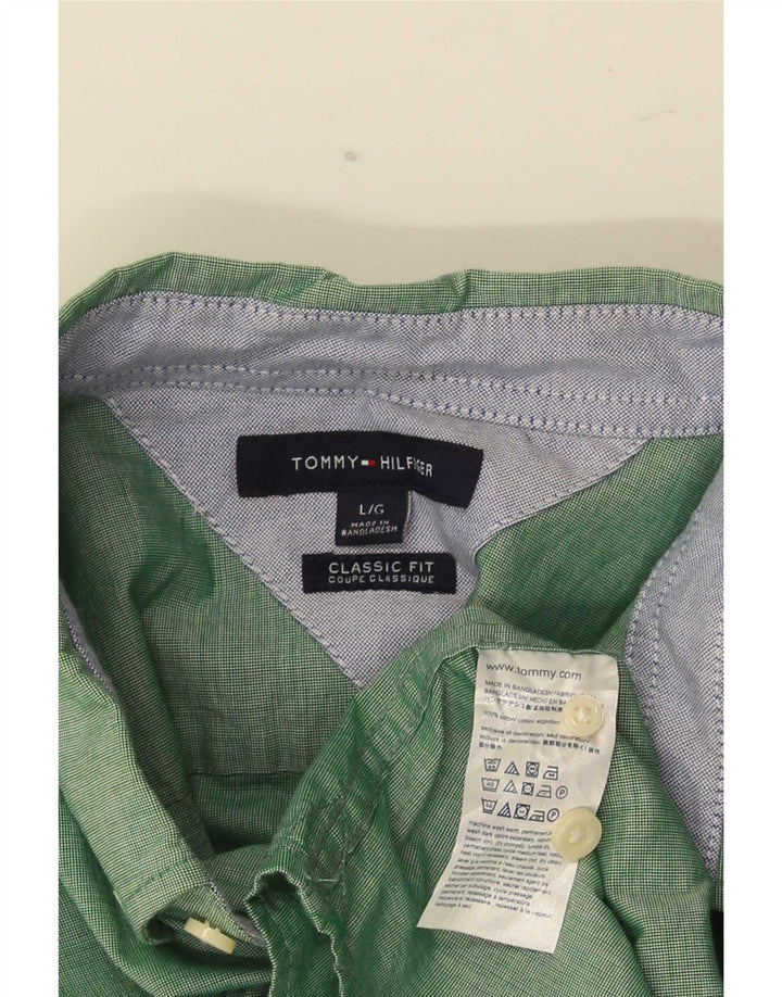 Tommy Hilfiger Herre Classic Fit skjorte Stor grøn bomuld