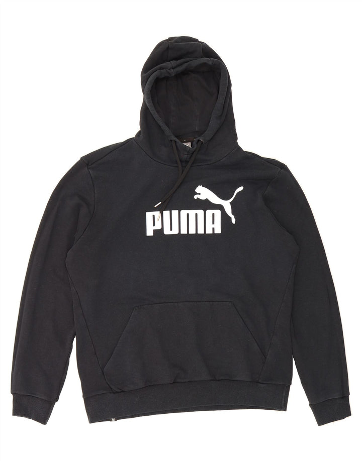 PUMA Mens Graphic Hoodie Jumper Large Black Vintage Puma and Second-Hand Puma from Messina Hembry 