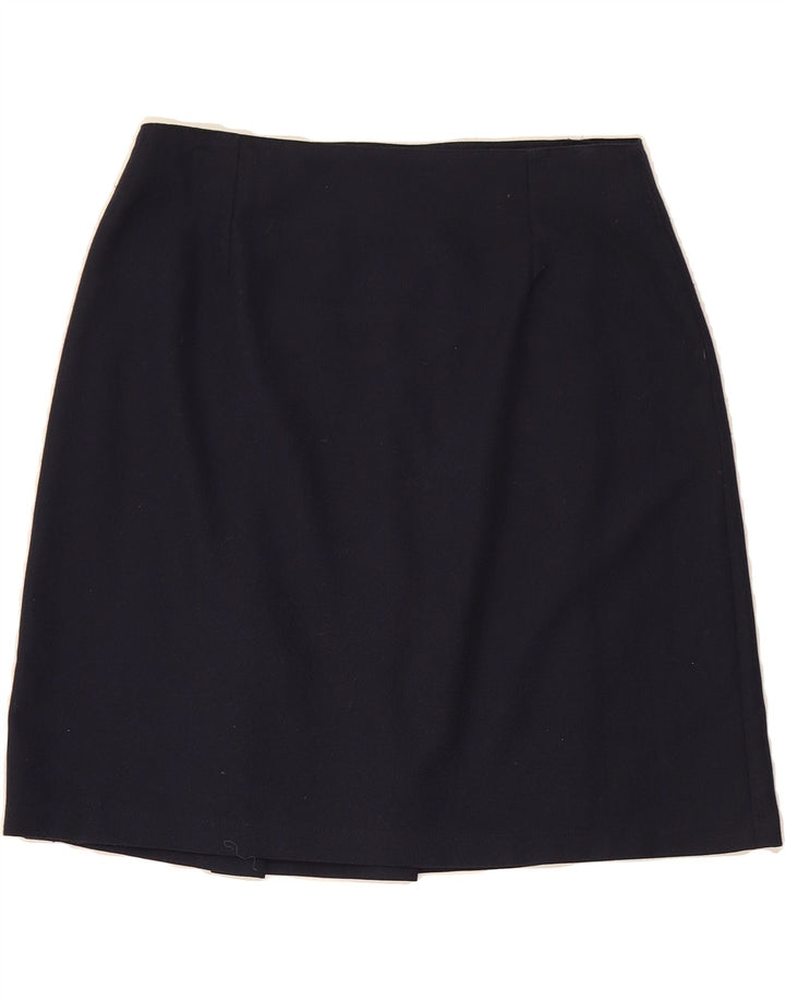 VINTAGE Womens High Waist Wrap Skirt IT 46 Large W30  Navy Blue Polyester Vintage Vintage and Second-Hand Vintage from Messina Hembry 