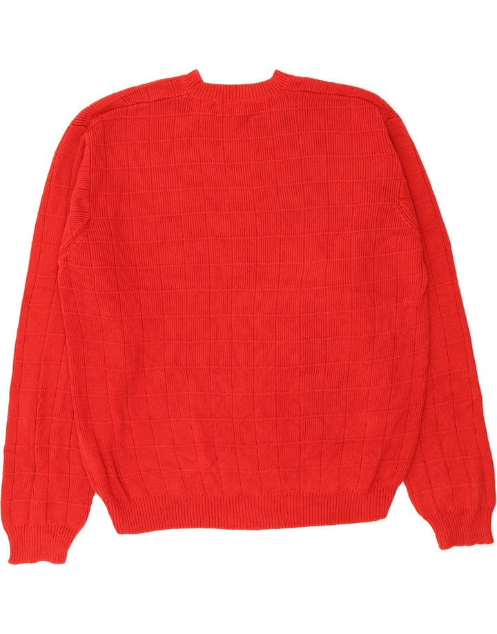IZOD Mens Crew Neck Jumper Sweater Large Red Check Cotton Vintage Izod and Second-Hand Izod from Messina Hembry 