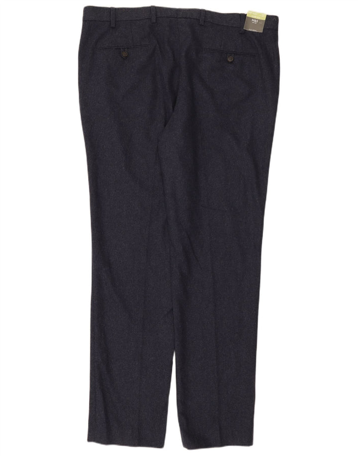 Marks & Spencer Herre Slim Chino Bukser W40 L33 Marineblå Uld