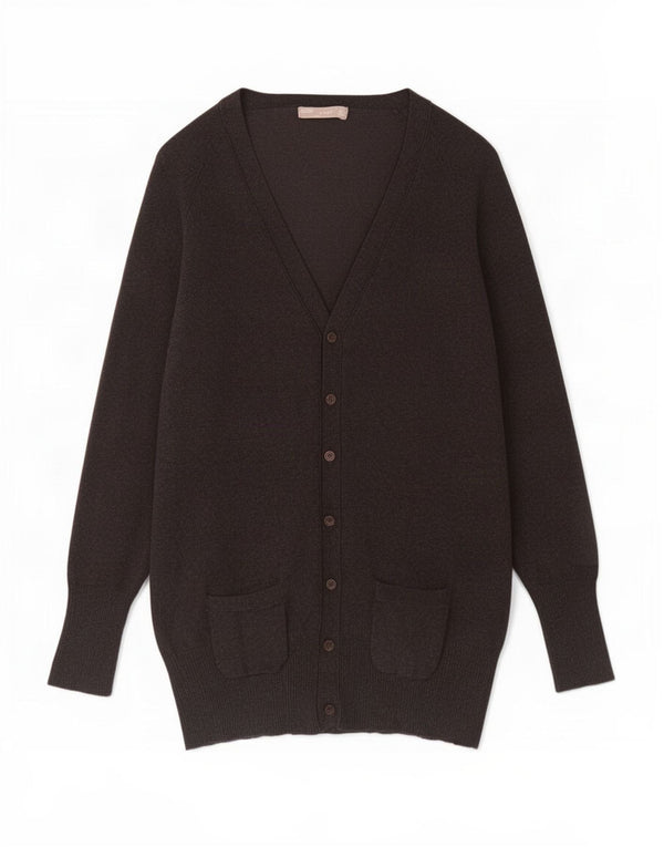 Zara Dame Longline Cardigan Sweater UK 16 Stor Grå Bomuld