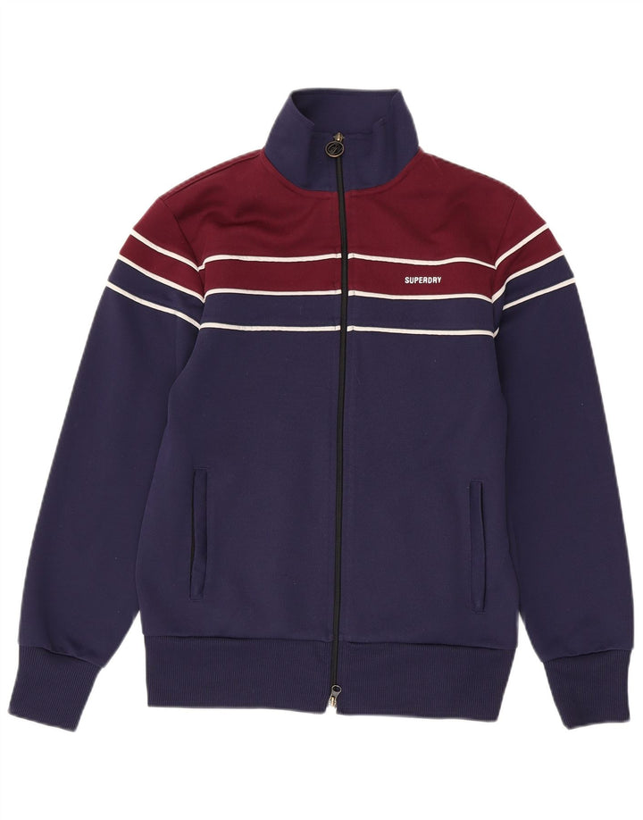 SUPERDRY Træningsdragt til mænd Topjakke XS Marineblå Colourblock Polyester