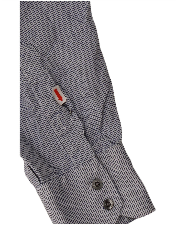 Lacoste Herre Ternet skjorte størrelse 40 Medium Blue Houndstooth Bomuld Classic