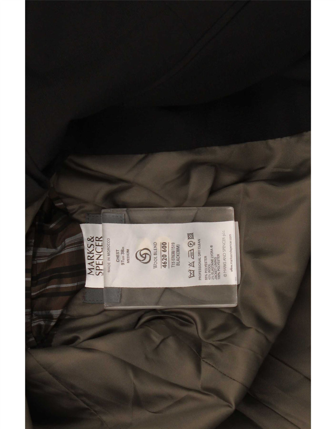 Marks & Spencer Herre 3-knaps blazerjakke UK 38 Medium Sort Polyester