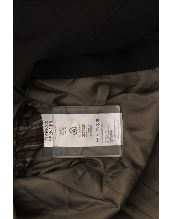 Marks & Spencer Herre 3-knaps blazerjakke UK 38 Medium Sort Polyester