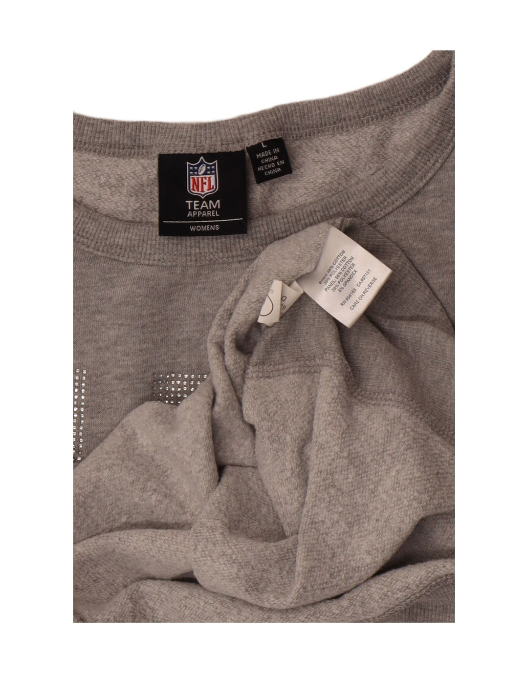 NFL TEAM APPAREL Womens Oversized Sweatshirt Jumper UK 16 Large Grey Vintage NFL TEAM APPAREL and Second-Hand NFL TEAM APPAREL from Messina Hembry 