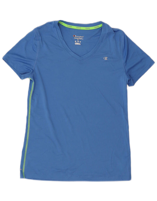CHAMPION Dame T-Shirt Top UK 14 Medium Blue Polyester