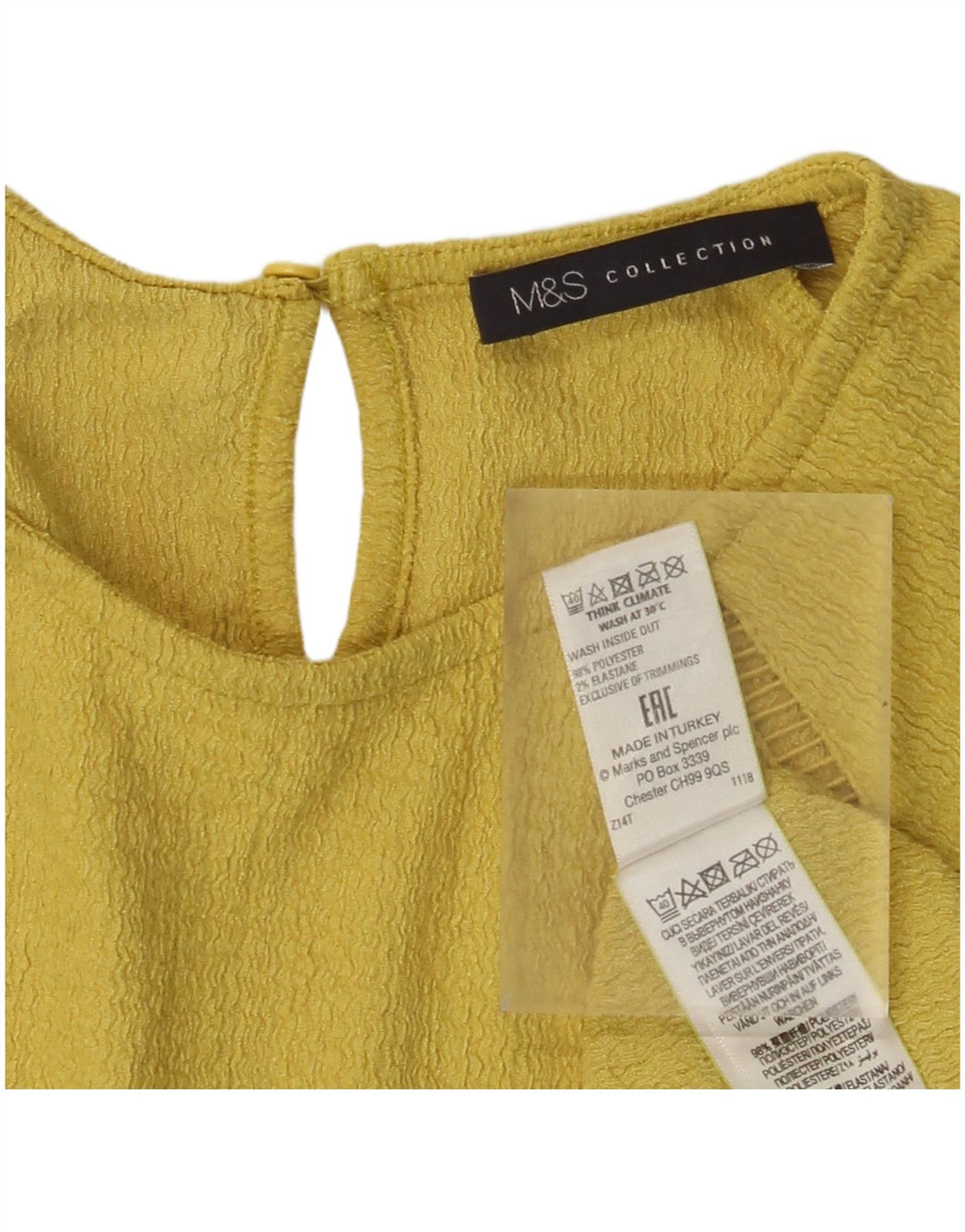 Marks & Spencer Dametop Langærmet UK 6 XS Gul Polyester