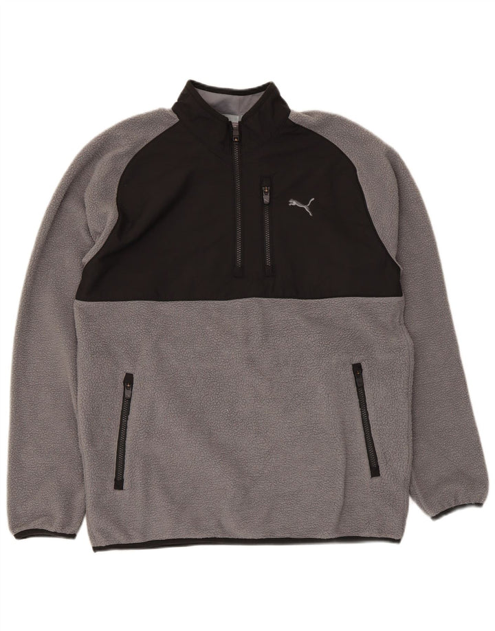 Puma Fleece Jumper med lynlås til mænd mellemgrå Colourblock Polyester