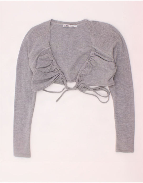 Patrizia Pepe Dame Crop Langærmet Bolero Top UK 14 Medium Grey Flecked