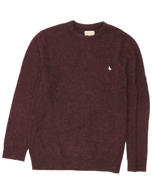 Jack Wills Herre Crew Neck Jumper Sweater Large Bourgogne Flecked Merino Wool