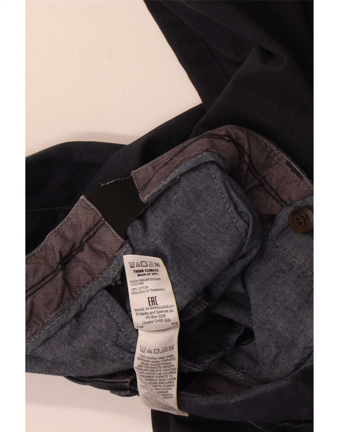Marks & Spencer Herre Chino Shorts W34 Large Navy Blue Bomuld