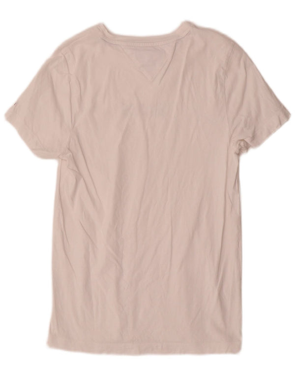 Tommy Hilfiger Dame Grafisk T-Shirt Top UK 6 XS Hvid Bomuld