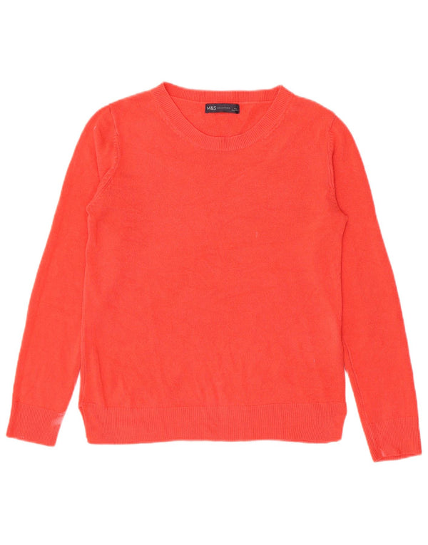 Marks & Spencer Dame Boat Neck Jumper Sweater UK 10 Small Red Acryl