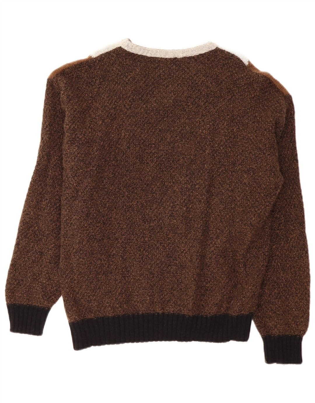VINTAGE Herre V-hals sweater Stor Brun Colourblock