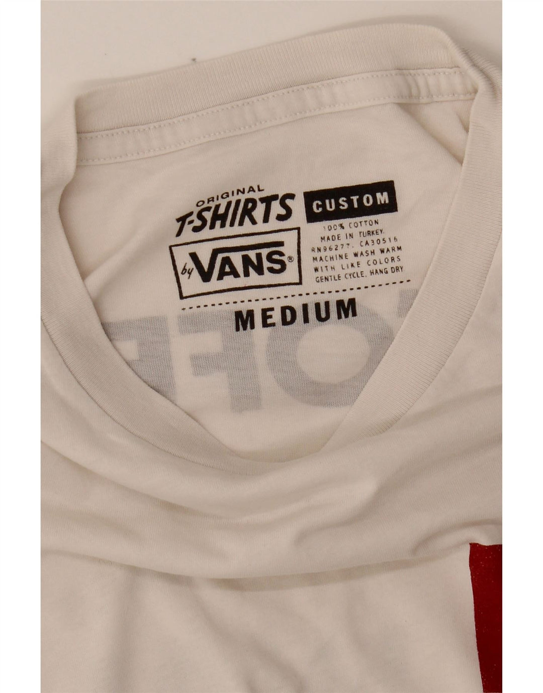 VANS Mens Custom Fit Graphic T-Shirt Top Medium White Cotton