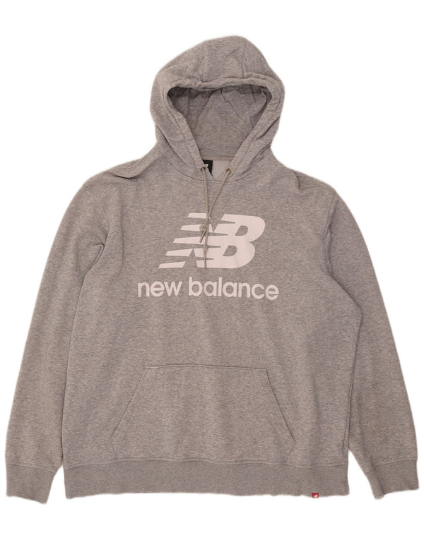 New Balance Herre grafisk hættetrøje 2XL grå bomuld
