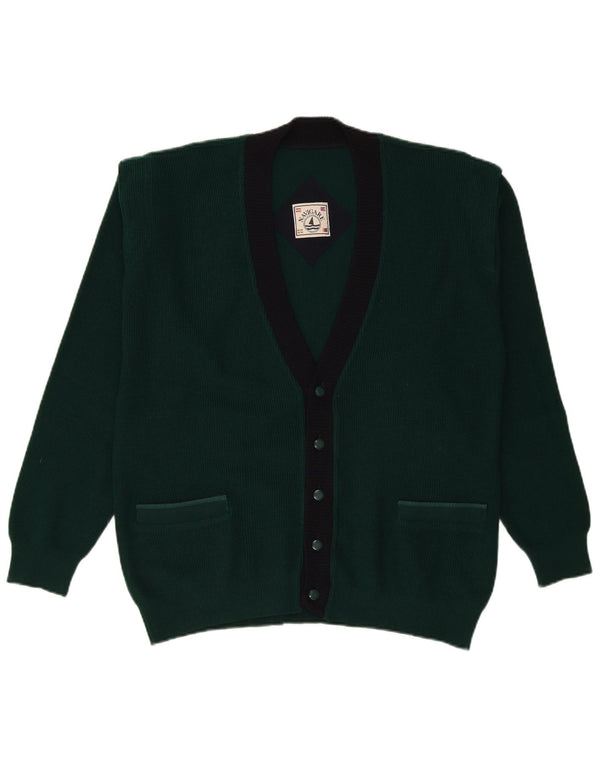 Navigare Herre cardigan sweater Medium Grøn Colourblock Uld