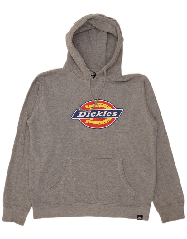 DICKIES Mens Graphic Hoodie Jumper Large Grey Cotton