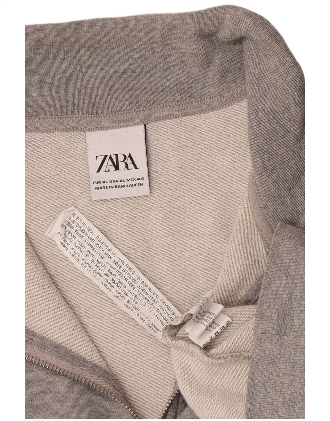 Zara Sweatshirt med lynlås til mænd XL Grå bomuld