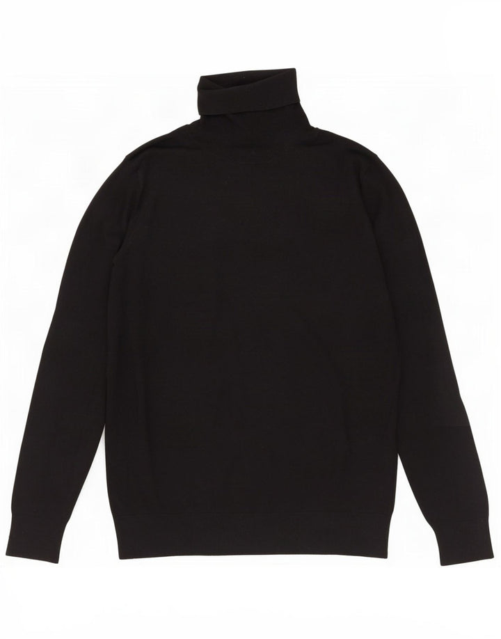 Massimo Dutti Dame Roll Neck Jumper Sweater UK 14 Large Black Silk