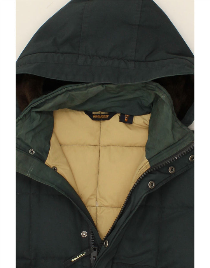 WOOLRICH Womens Loose Fit Hooded Padded Coat UK 14 Medium Green Polyester Vintage Woolrich and Second-Hand Woolrich from Messina Hembry 