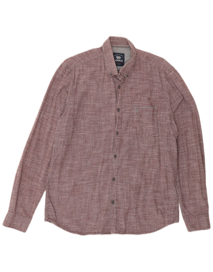 Lerros Herre Classic Fit skjorte Medium Bourgogne ternet bomuld