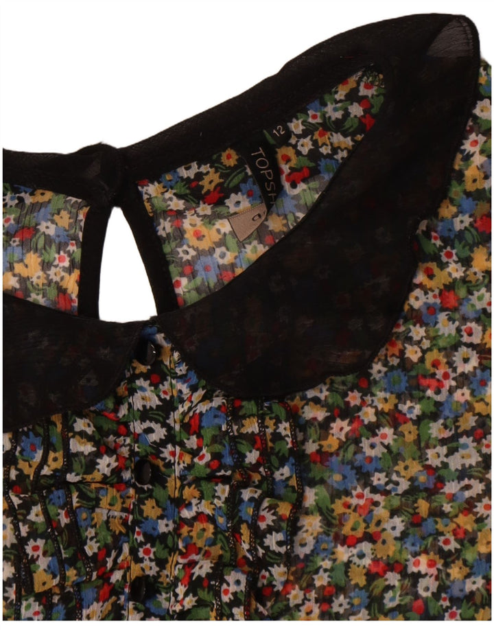 Topshop Dame Se Through Bluse Top UK 12 Medium Multicolored Floral